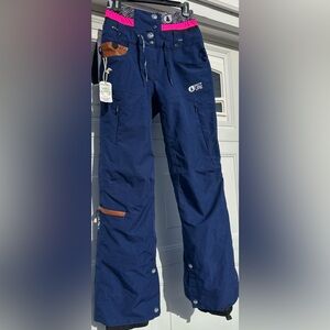 Picture “Friends Line” - Women's Navy Blue Ski Pants with Pink Accents